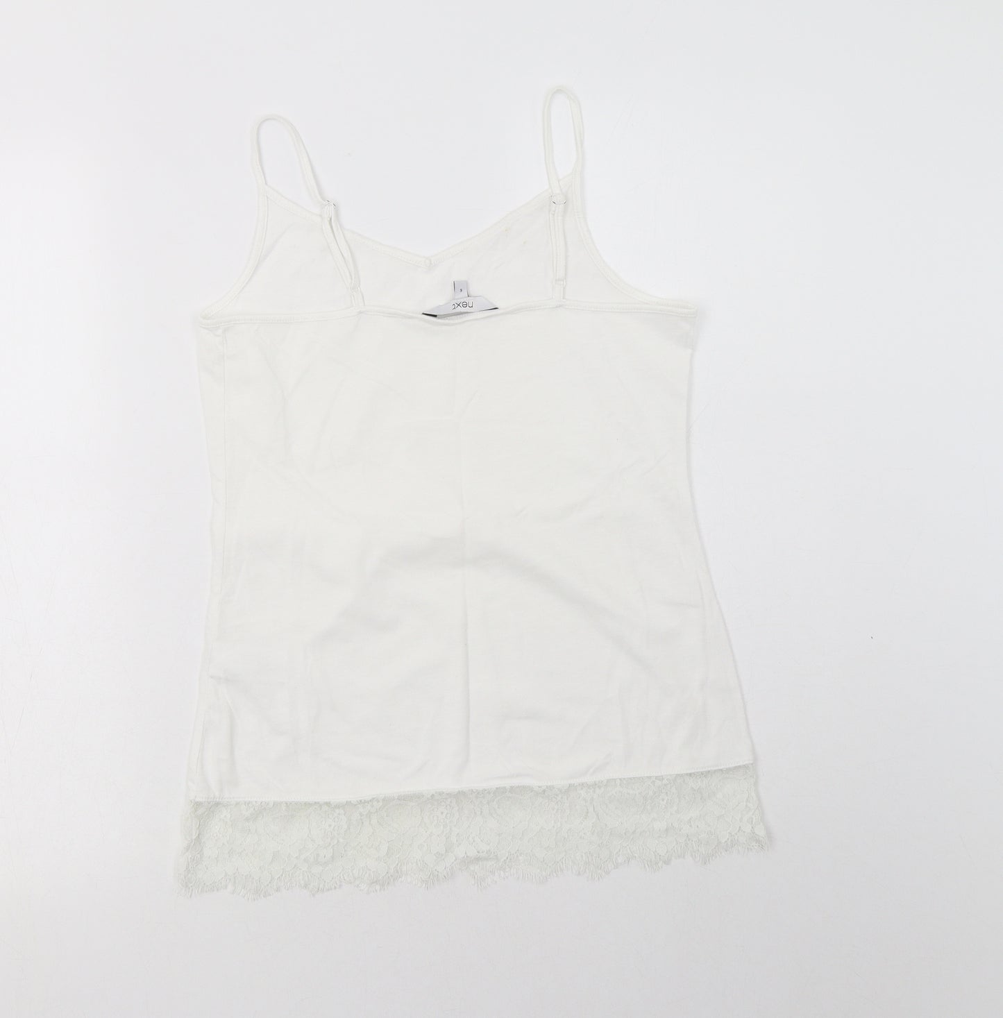 NEXT Womens White  Polyester Camisole T-Shirt Size 6 V-Neck - Lace Detail