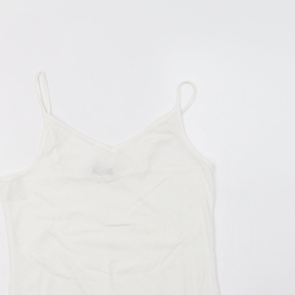 NEXT Womens White  Polyester Camisole T-Shirt Size 6 V-Neck - Lace Detail