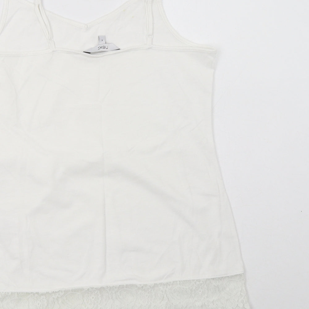NEXT Womens White  Polyester Camisole T-Shirt Size 6 V-Neck - Lace Detail