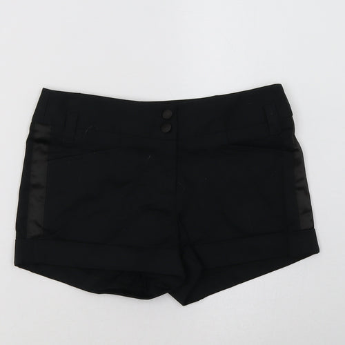 New Look Womens Black  Cotton Chino Shorts Size 6 L3 in Regular Button