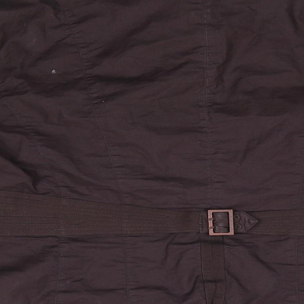 Linea Womens Brown  Cotton Basic Button-Up Size 16 Collared - Detailed waist Hook & eye front Button cuffs Dark Brown