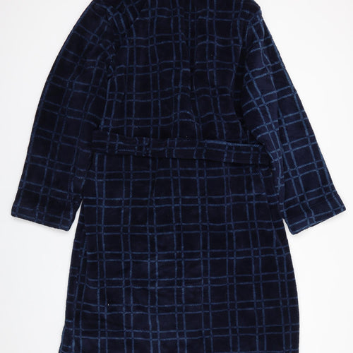 TU Mens Blue Check Polyester  Robe Size XL  Tie - Fluffy texture