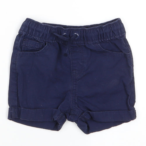 George Boys Blue  Cotton Cropped Trousers Size 12-18 Months  Drawstring - Dark Blue shorts