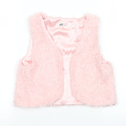H&M Girls Pink   Gilet Waistcoat Size 12-13 Years   - Looped thread look Pale pink