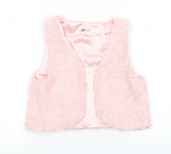 H&M Girls Pink Gilet Waistcoat Size 12-13 Years - Looped thread look Pale pink