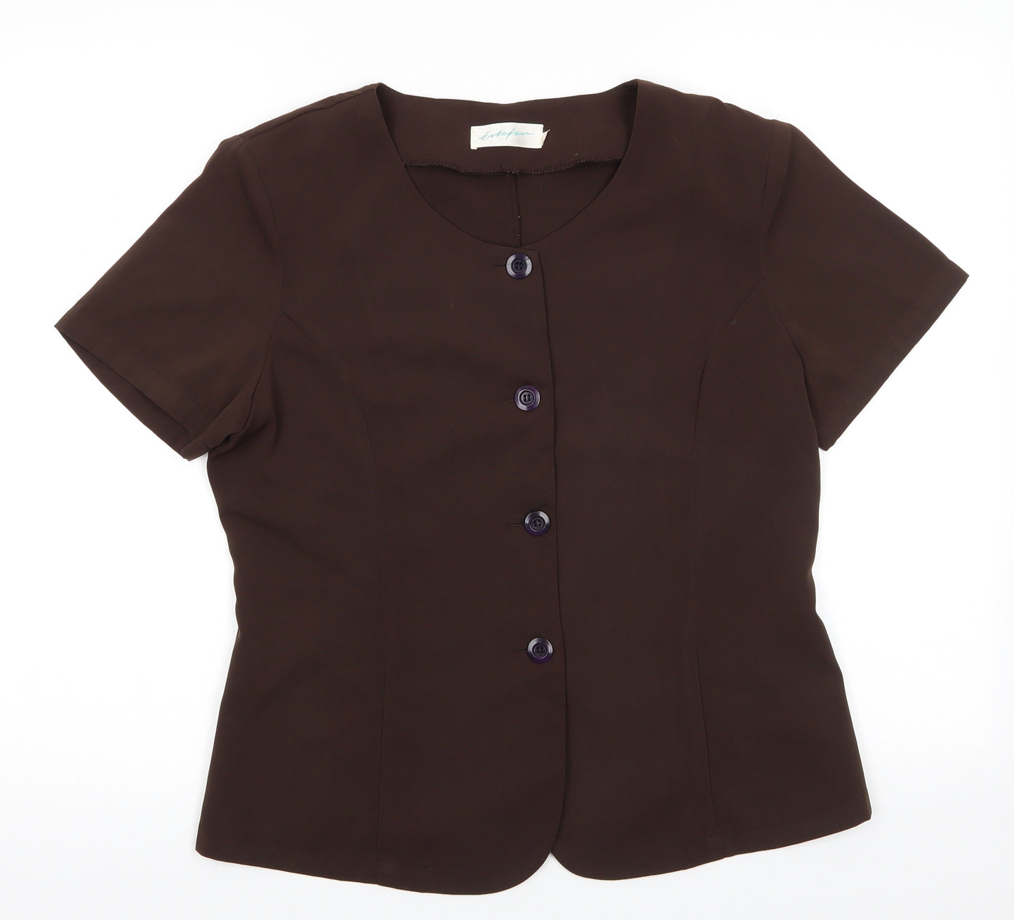 Estephan Womens Brown   Tunic Button-Up Size L Scoop Neck - Chocolate Brown