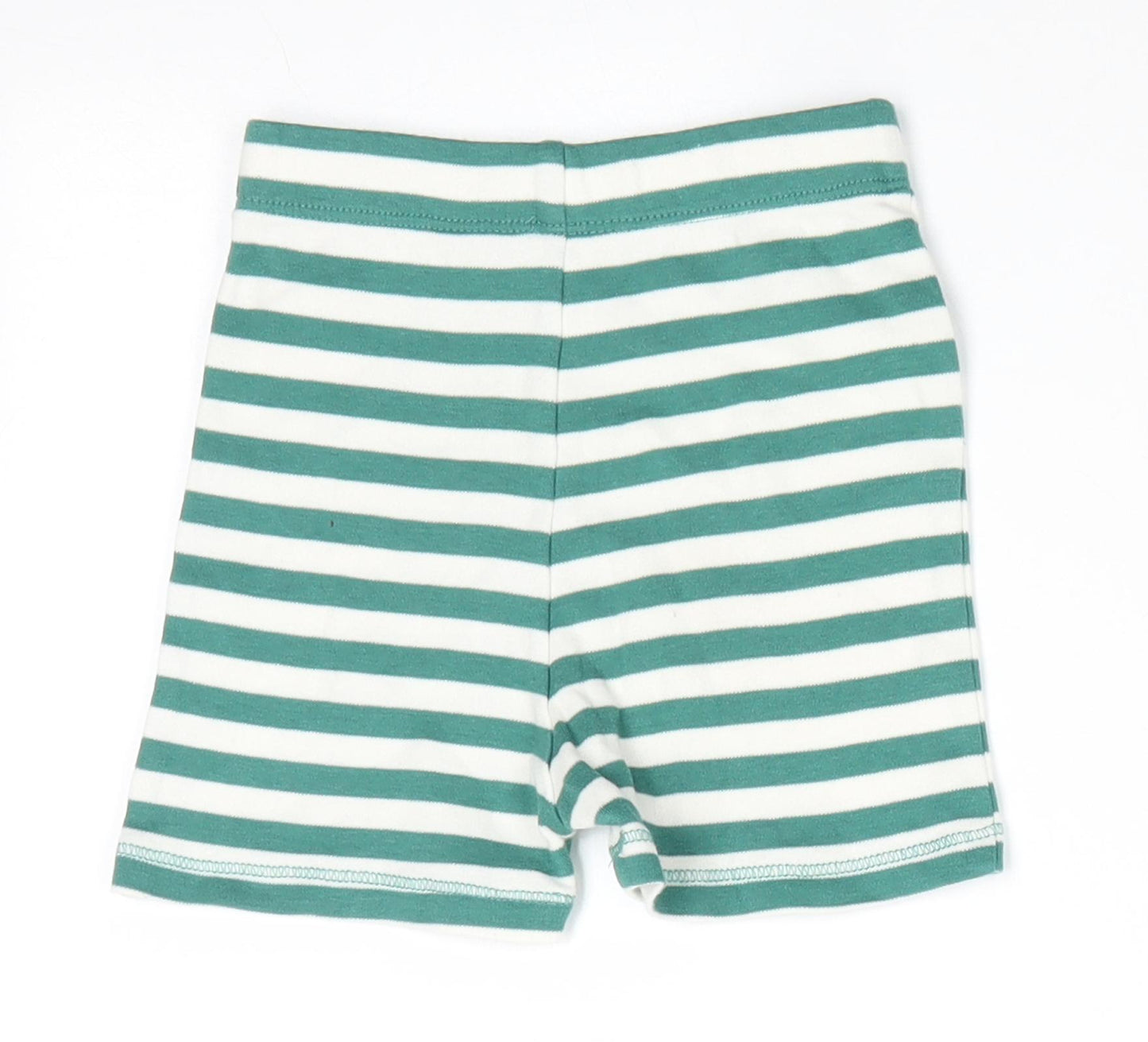 George Boys Green Striped Cotton Cropped Trousers Size 12-18 Months   - Green White stripe