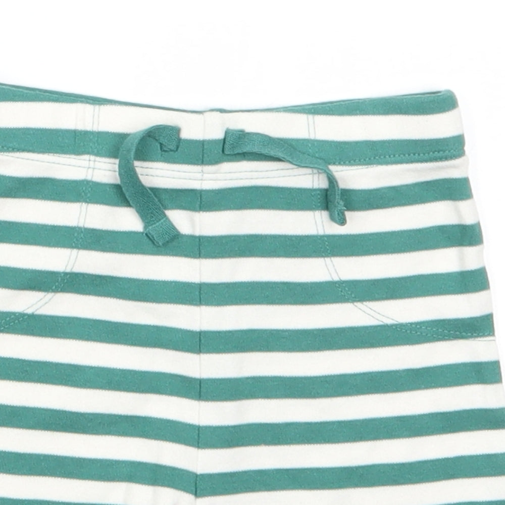George Boys Green Striped Cotton Cropped Trousers Size 12-18 Months   - Green White stripe