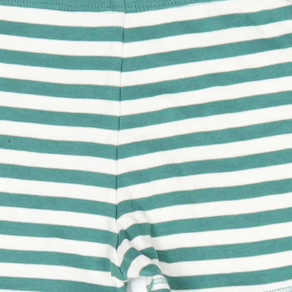 George Boys Green Striped Cotton Cropped Trousers Size 12-18 Months   - Green White stripe