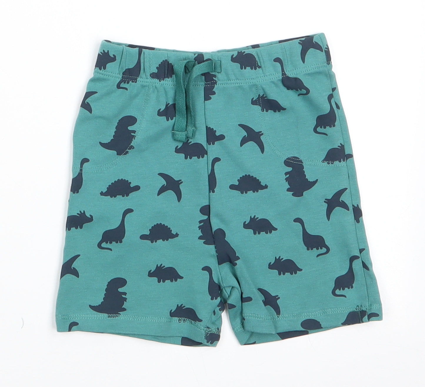 George Baby Green Animal Print Cotton Cropped Trousers Size 12-18 Months   - Dinasour Print