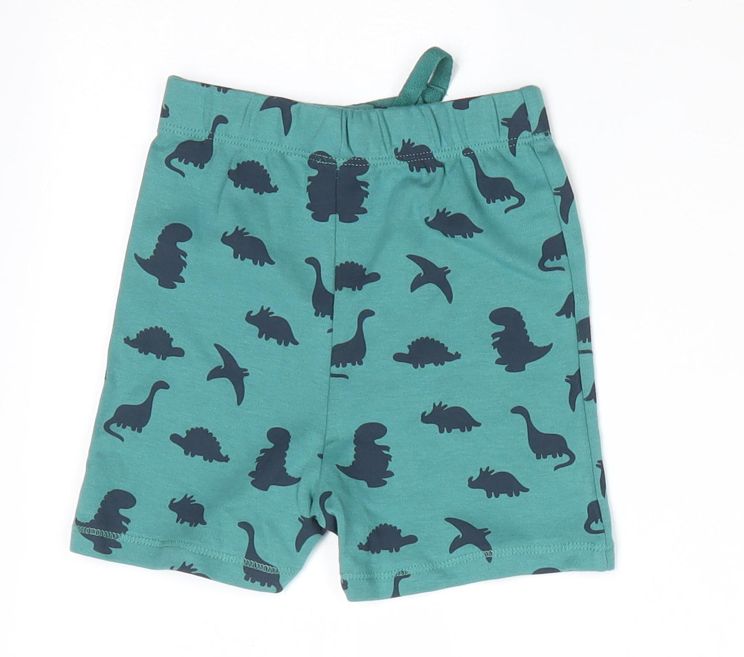George Baby Green Animal Print Cotton Cropped Trousers Size 12-18 Months   - Dinasour Print