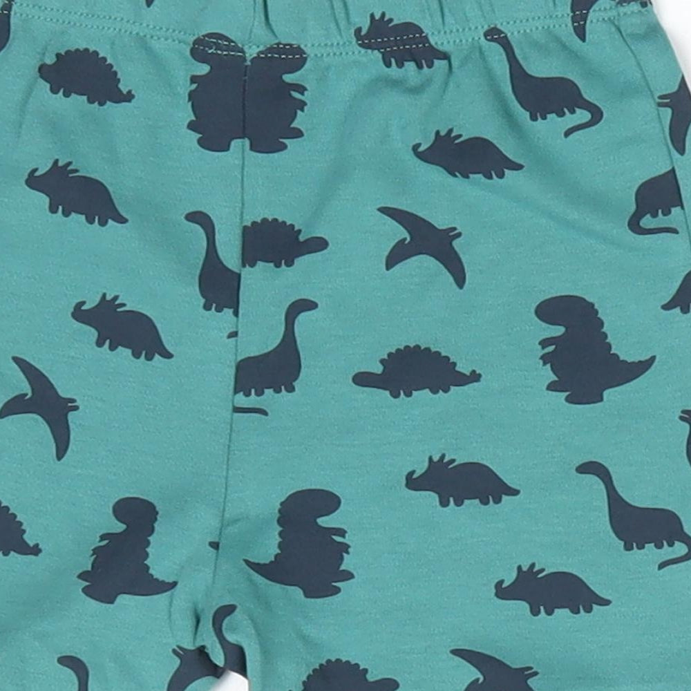 George Baby Green Animal Print Cotton Cropped Trousers Size 12-18 Months   - Dinasour Print