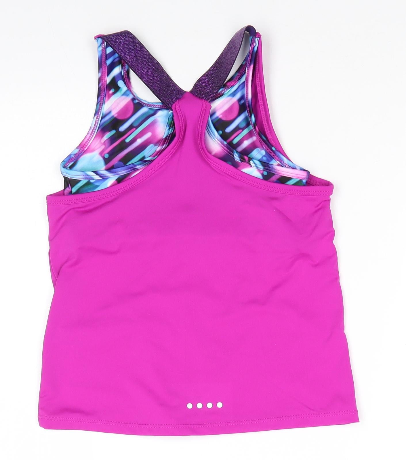 Souluxe Girls Pink  Polyester Basic Tank Size 6-7 Years Scoop Neck Pullover - Fierce Abstract patter under cropped top