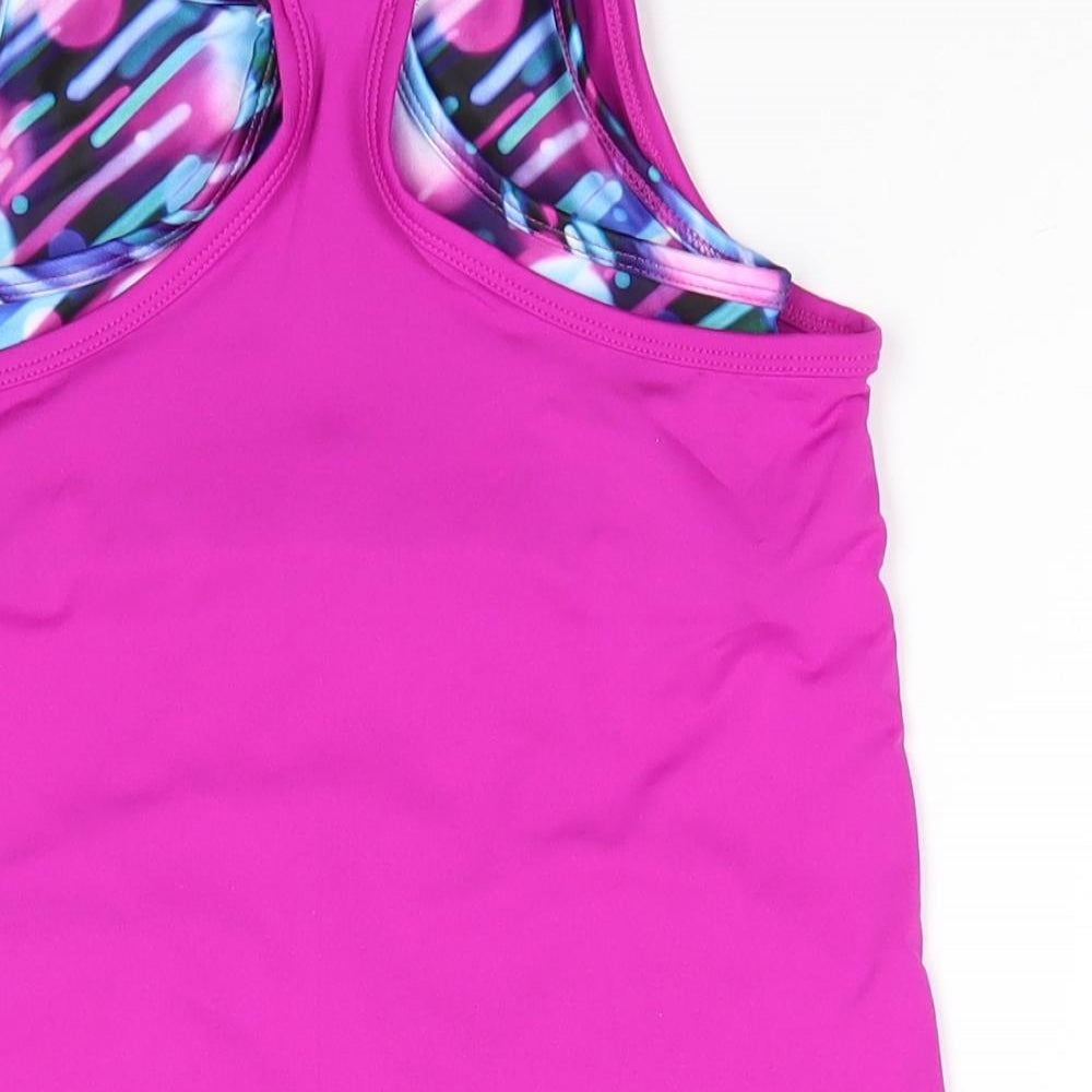 Souluxe Girls Pink  Polyester Basic Tank Size 6-7 Years Scoop Neck Pullover - Fierce Abstract patter under cropped top