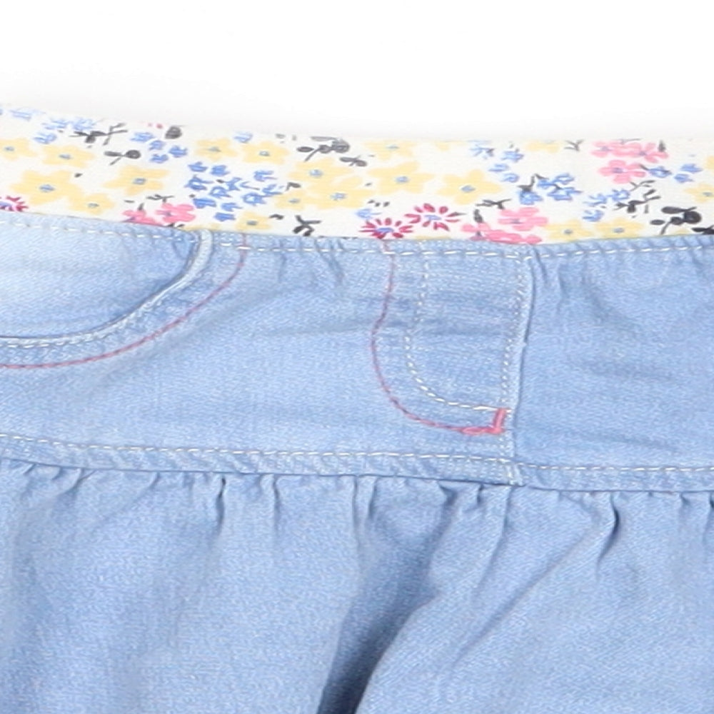 Nutmeg Girls Blue Floral Cotton Flare Skirt Size 18-24 Months  Pull On - Floral waistband Mock pockets