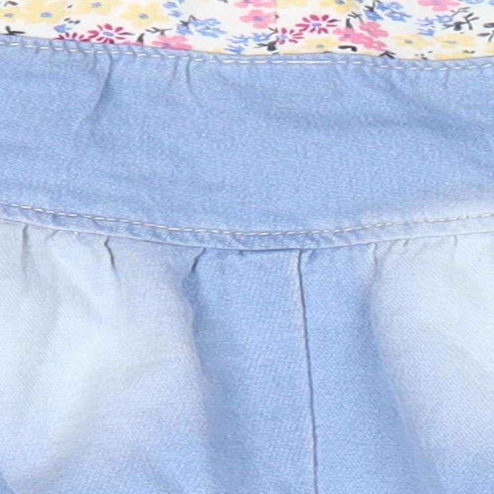 Nutmeg Girls Blue Floral Cotton Flare Skirt Size 18-24 Months  Pull On - Floral waistband Mock pockets