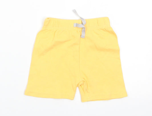 Front view of George Baby Yellow Cotton Cropped Trousers, size 6-9, Months - Shorts