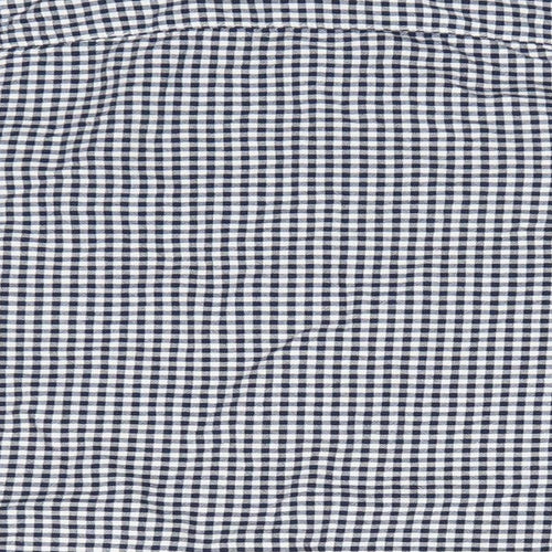 NEXT Boys Blue Check Cotton Basic Button-Up Size 6 Years Collared Button - Buttoned Collar Stag motif