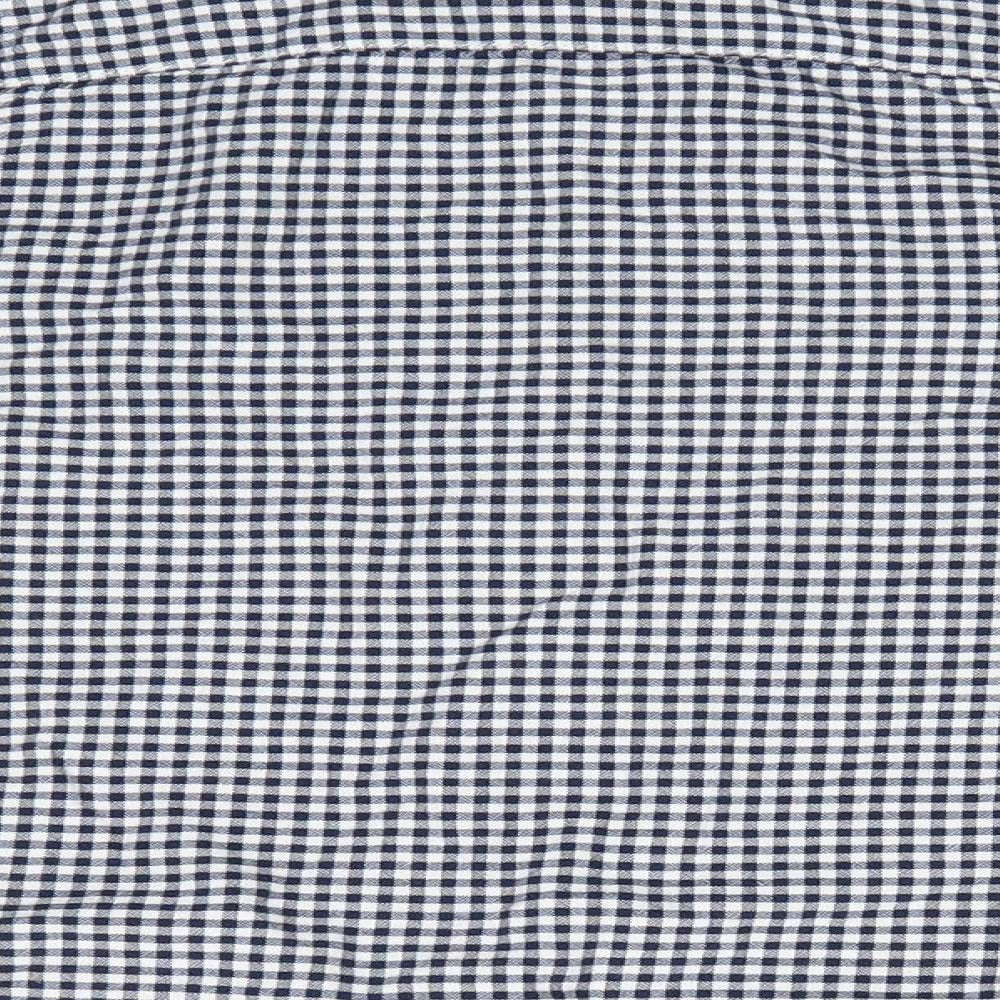 NEXT Boys Blue Check Cotton Basic Button-Up Size 6 Years Collared Button - Buttoned Collar Stag motif