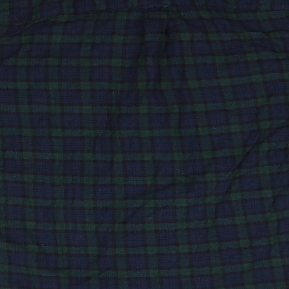 NEXT Mens Blue Check Cotton  Button-Up Size L Collared Button - Buttoned Collar Blue Black Green Check