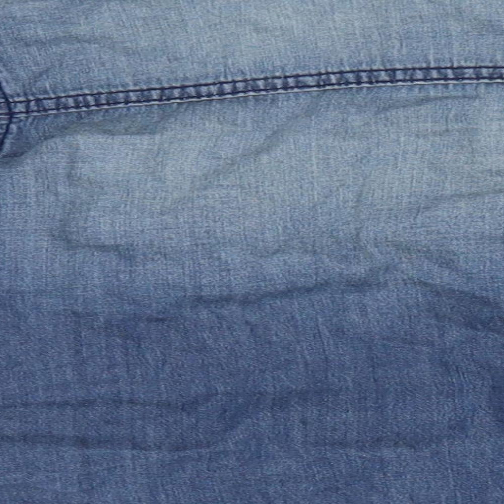 George Boys Blue  Cotton Basic Button-Up Size 12-18 Months Collared Button - Soft Denim