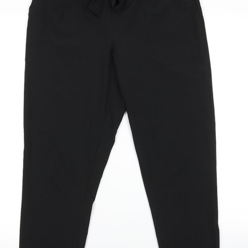 EZY Wear by CH1 Womens Black  Polyester Trousers  Size S L26.5 in Regular  - Back Elastication Tie Front Turn ups