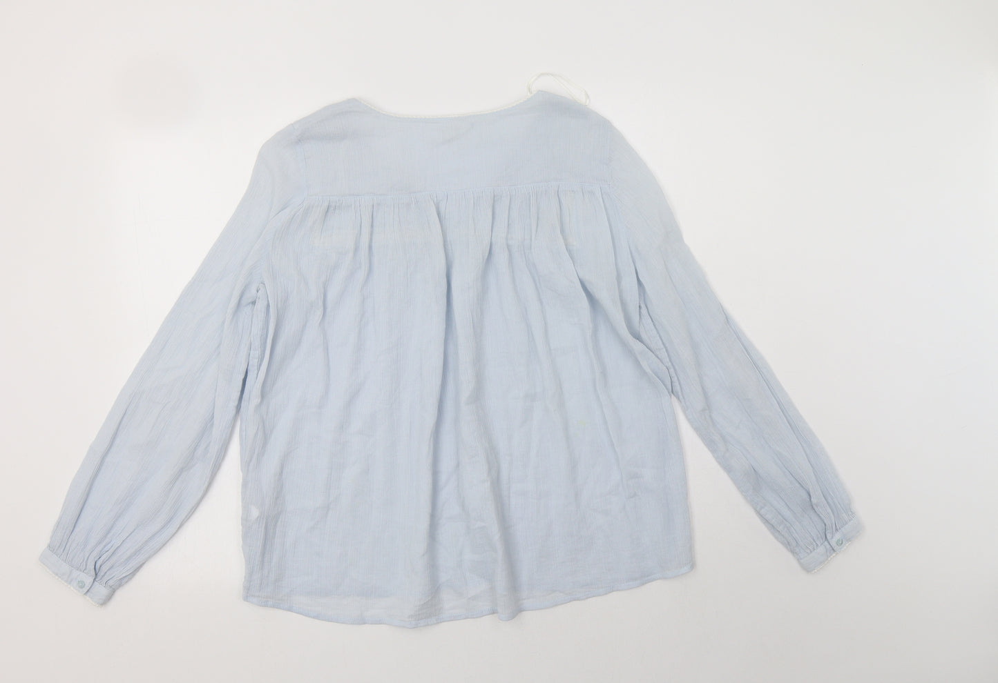 H&M Womens Blue  Cotton Basic Blouse Size 14 V-Neck