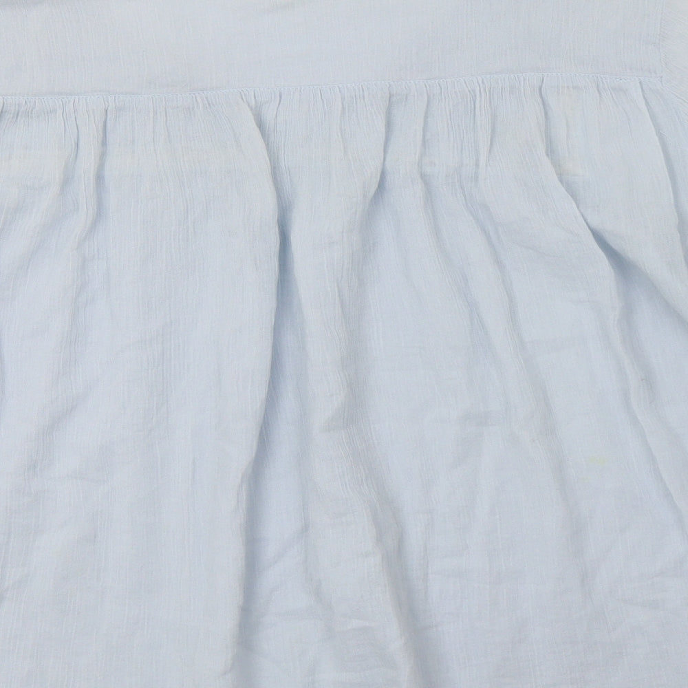 H&M Womens Blue  Cotton Basic Blouse Size 14 V-Neck