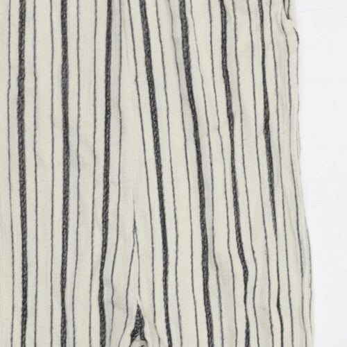 Zara Womens White Striped  Trousers  Size S L25 in Regular Button
