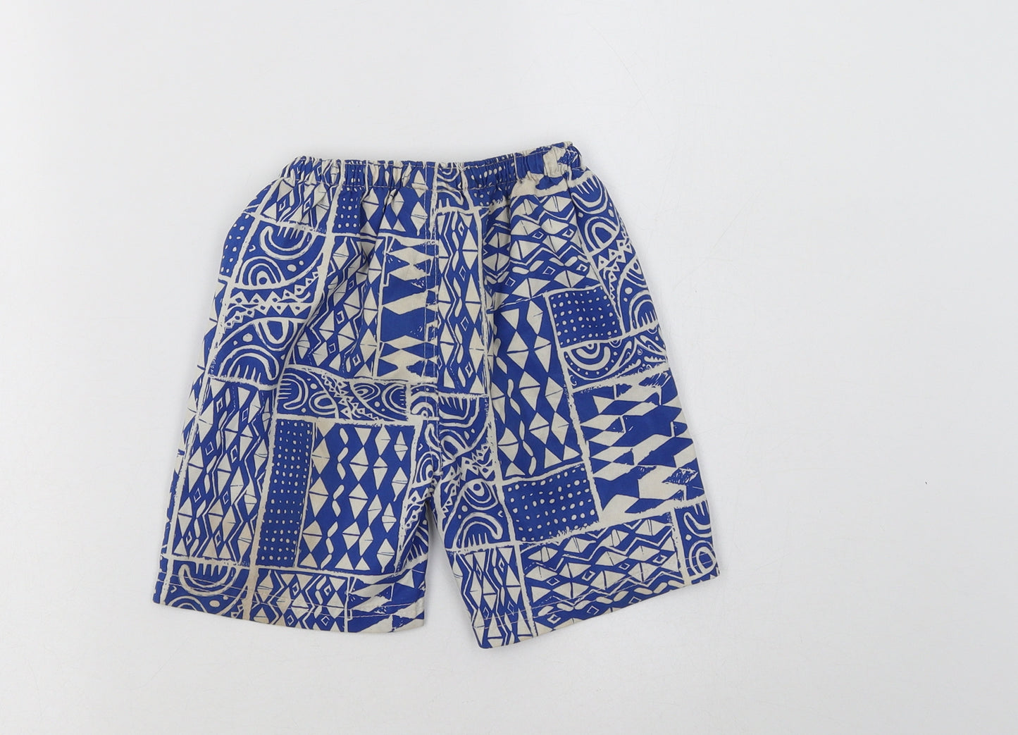 hullabaloo Boys Blue Geometric Polyester Bermuda Shorts Size 4-5 Years  Regular Drawstring