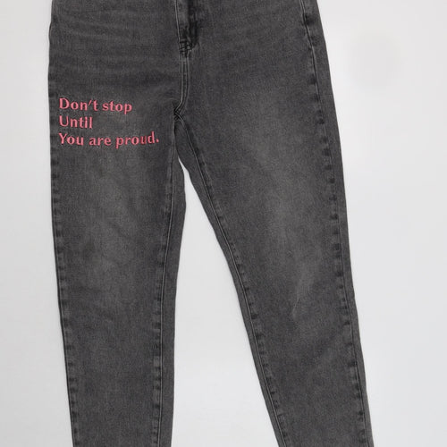 By Egreis Womens Grey  Cotton Tapered Jeans Size M L29 in Regular Button