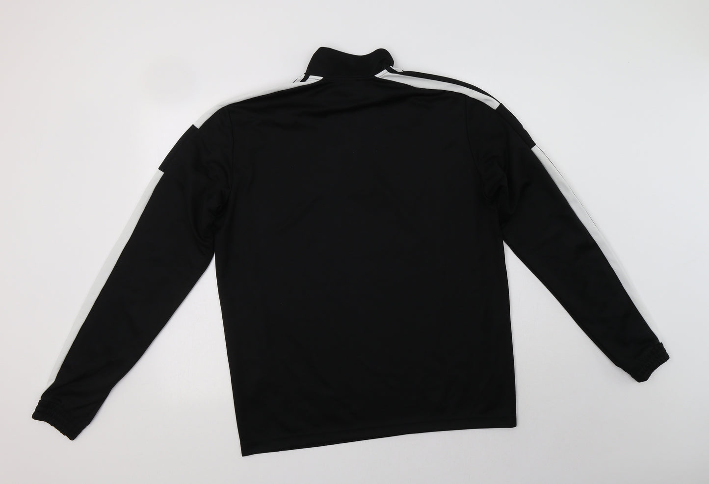 adidas Mens Black Striped Polyester Henley Sweatshirt Size L