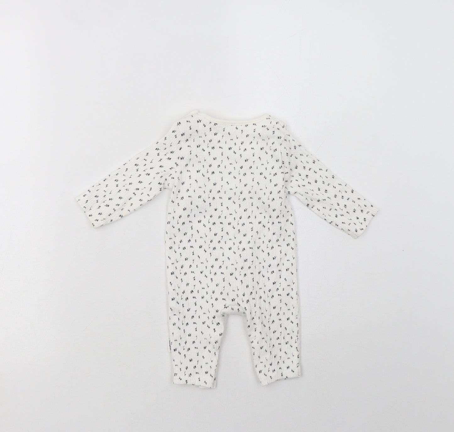 F&F Baby White Floral Cotton Babygrow One-Piece Size 0-3 Months  Snap