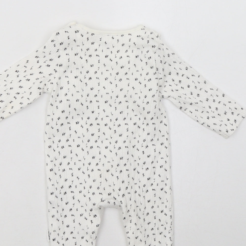 F&F Baby White Floral Cotton Babygrow One-Piece Size 0-3 Months  Snap