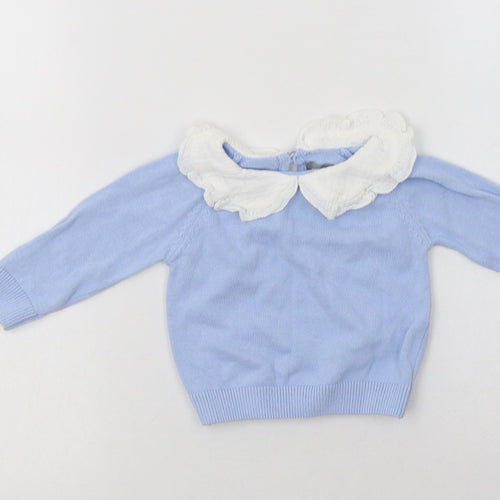 Primark Baby Blue  Cotton Pullover Jumper Size 3-6 Months  Button