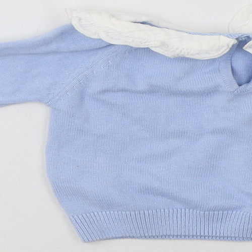 Primark Baby Blue  Cotton Pullover Jumper Size 3-6 Months  Button