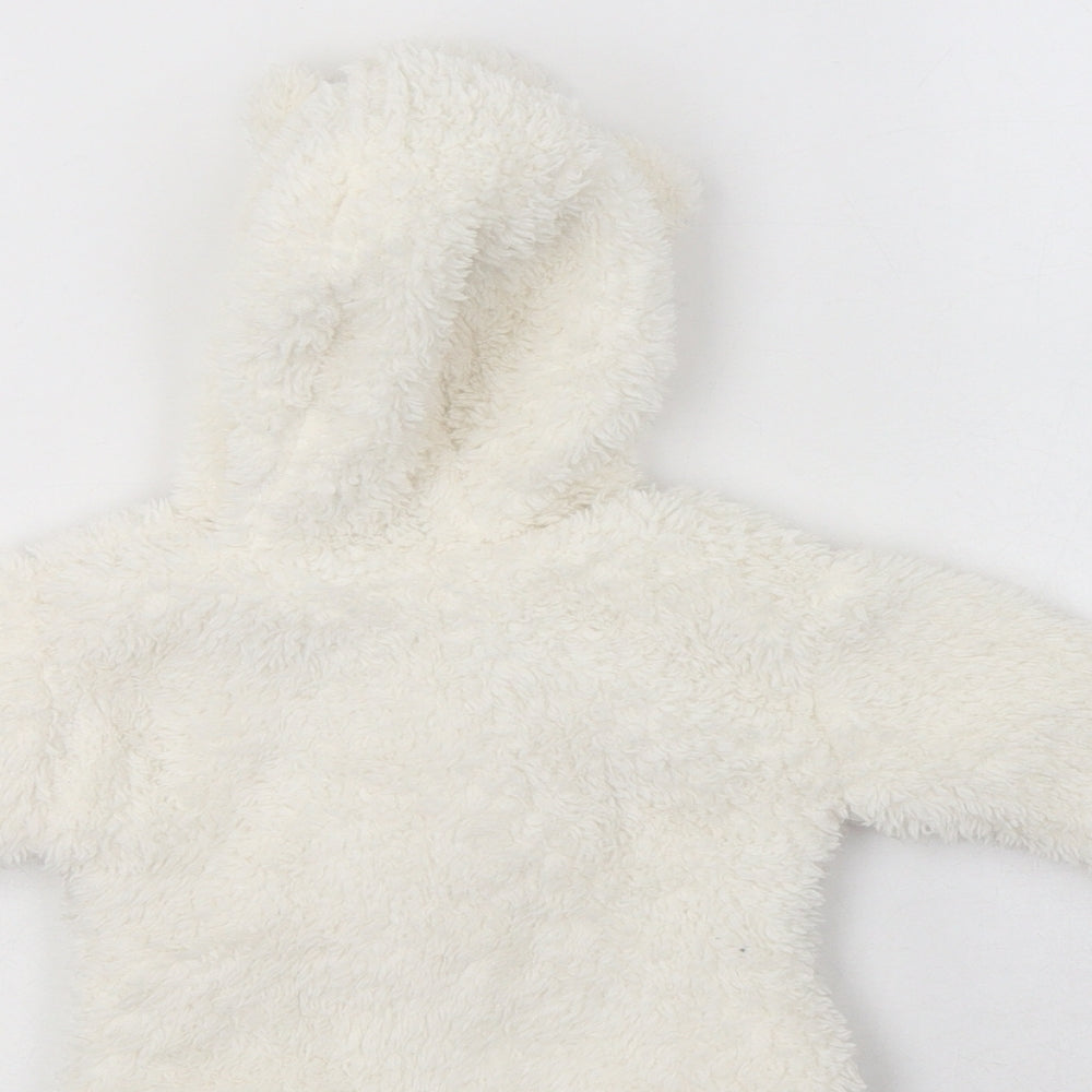 George Baby White   Basic Jacket Jacket Size 3-6 Months   Button - Bear Hood