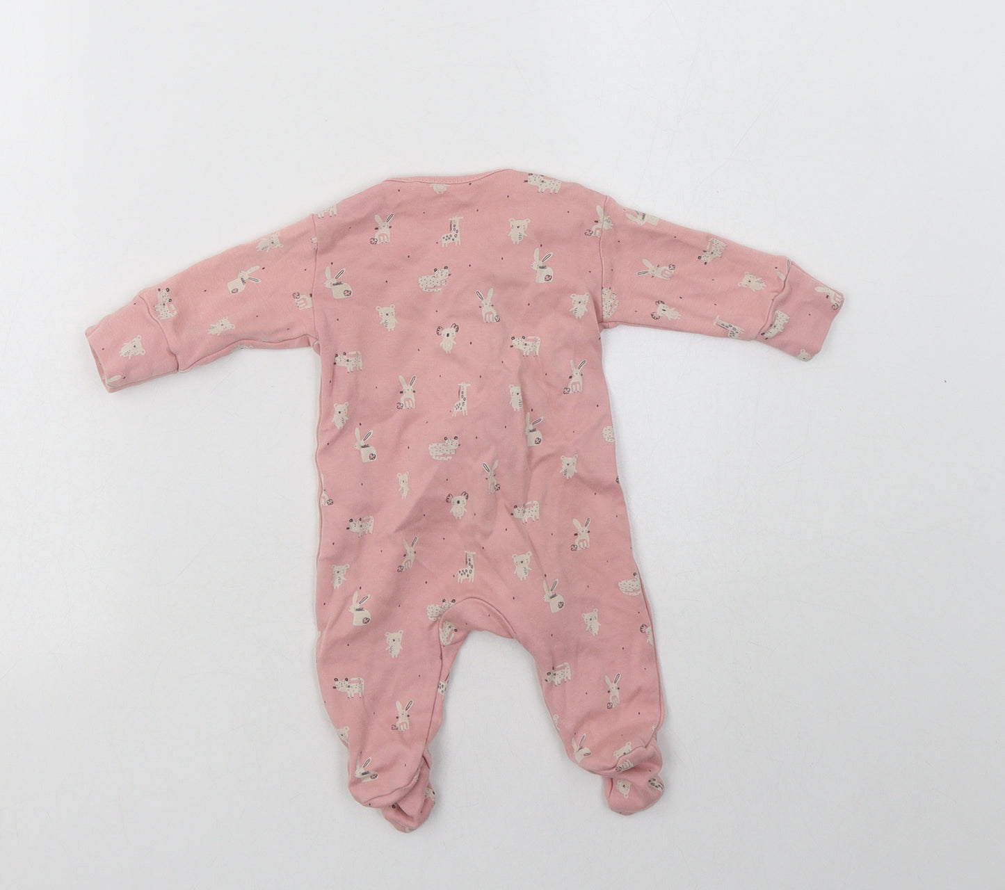 Next` Baby Pink Geometric Cotton Babygrow One-Piece Size 0-3 Months  Zip - Cute Animals