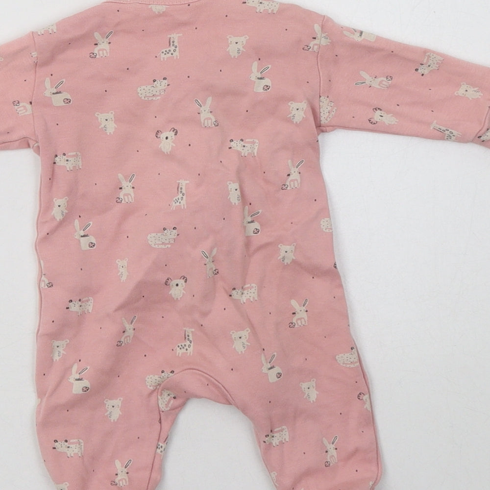 Next` Baby Pink Geometric Cotton Babygrow One-Piece Size 0-3 Months  Zip - Cute Animals