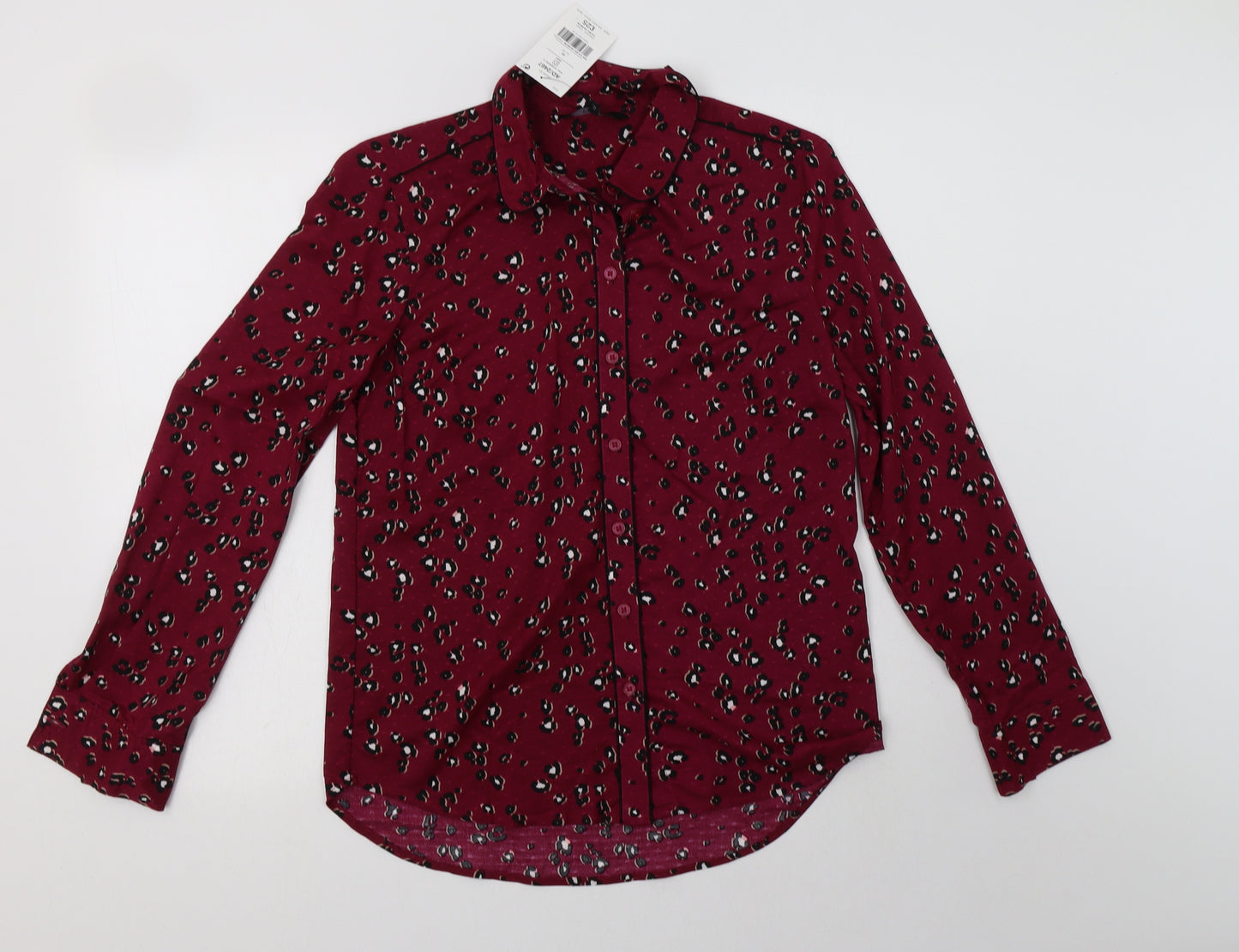 NEXT Womens Purple Animal Print Viscose Basic Button-Up Size 10 Collared