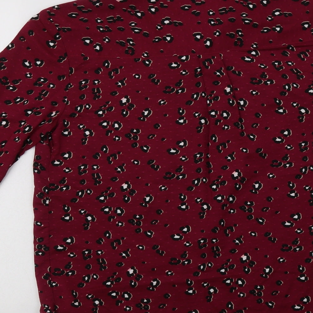 NEXT Womens Purple Animal Print Viscose Basic Button-Up Size 10 Collared