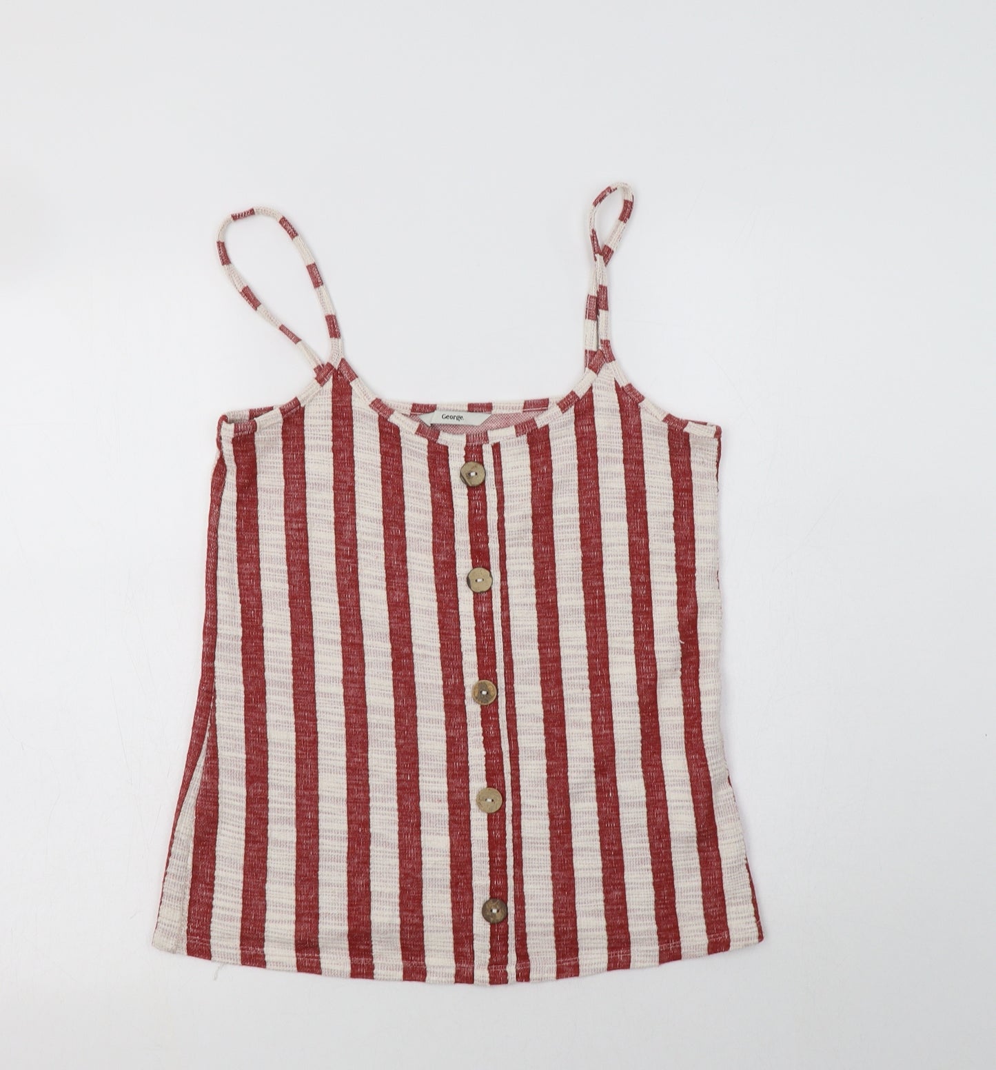 George Womens Red Striped Cotton Camisole Blouse Size 8 Square Neck