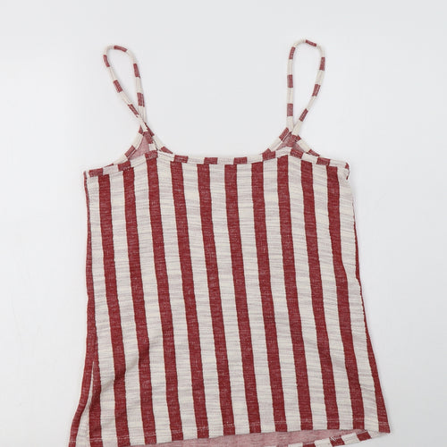George Womens Red Striped Cotton Camisole Blouse Size 8 Square Neck