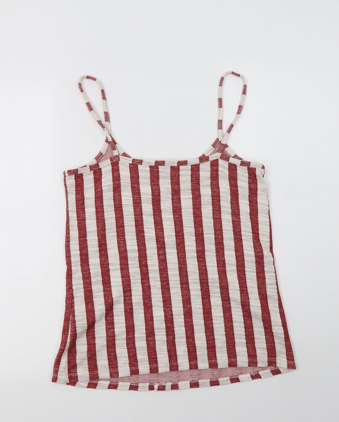 George Womens Red Striped Cotton Camisole Blouse Size 8 Square Neck