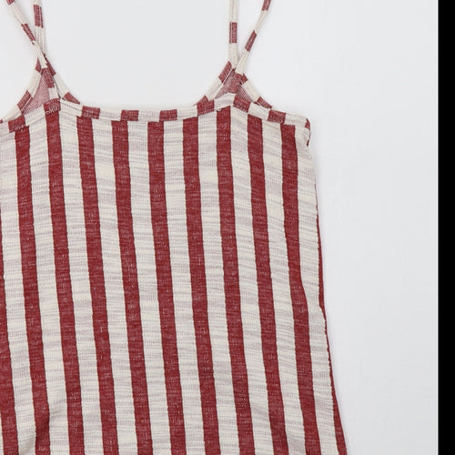 George Womens Red Striped Cotton Camisole Blouse Size 8 Square Neck