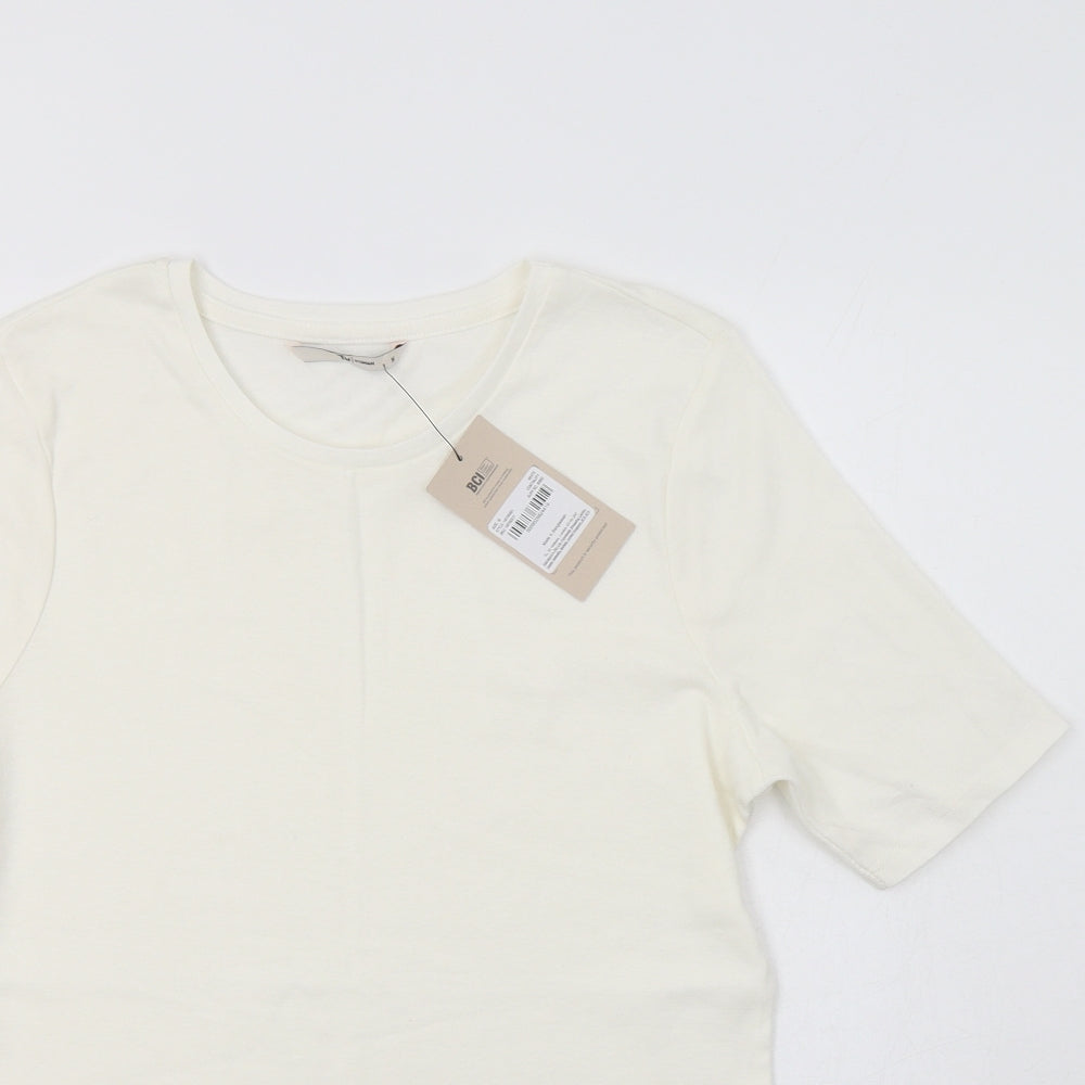 TU Womens Ivory  Cotton Basic T-Shirt Size 16 Crew Neck