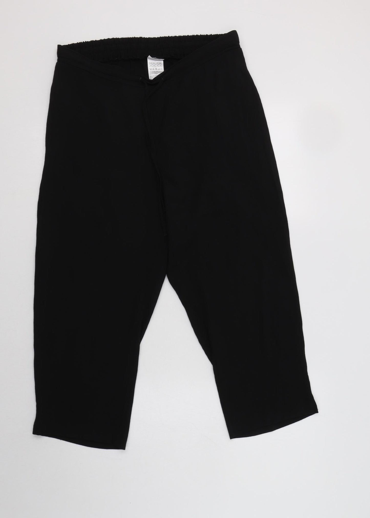 Damart Womens Black  Viscose Cropped Trousers Size 16 L23 in Regular Drawstring
