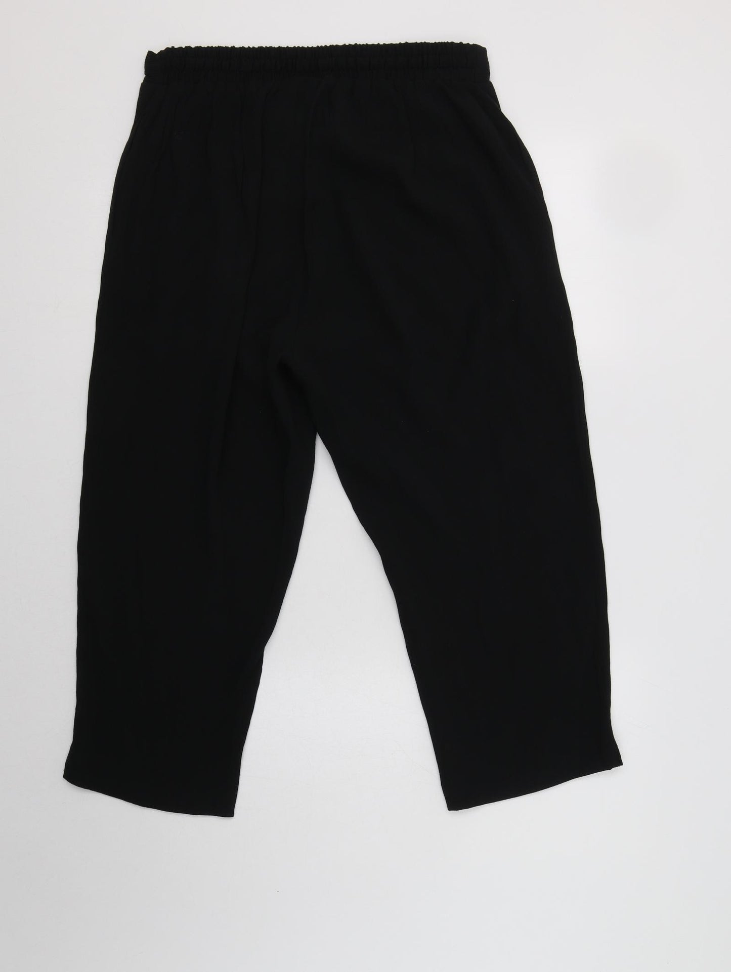 Damart Womens Black  Viscose Cropped Trousers Size 16 L23 in Regular Drawstring