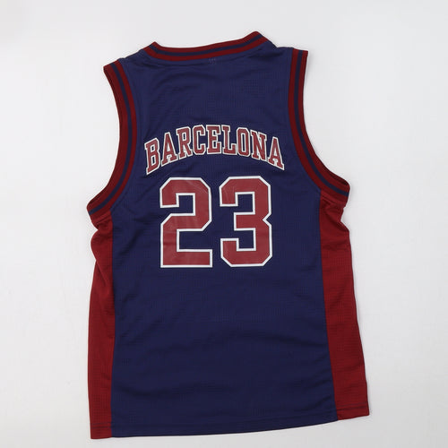 Sport Zone Womens Blue Colourblock Polyester Jersey Tank Size 6 Crew Neck - Barcelona