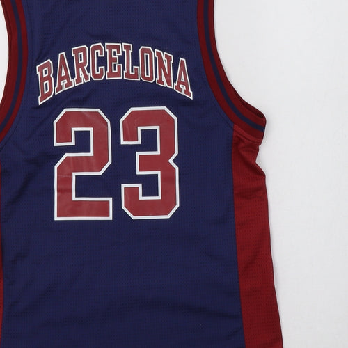 Sport Zone Womens Blue Colourblock Polyester Jersey Tank Size 6 Crew Neck - Barcelona